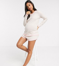 Лонгслив от комплекта с неоновой строчкой ASOS DESIGN Maternity-Бежевый