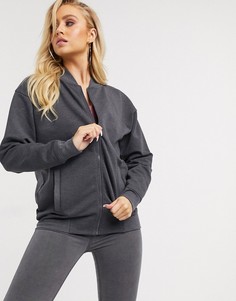 Темно-серый меланжевый бомбер из мягкого трикотажа ASOS DESIGN
