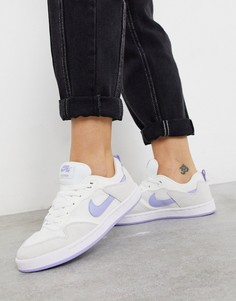Белые кроссовки с голубыми вставками Nike SB Alleyoop-Синий