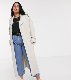 Oversized-тренч кремового цвета ASOS DESIGN Curve-Кремовый