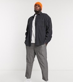 Темно-серые суженные книзу брюки до щиколотки в тонкую полоску Only & Sons-Серый