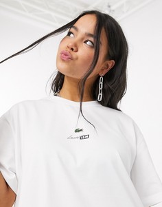 Белая футболка свободного кроя с логотипом Lacoste-Белый