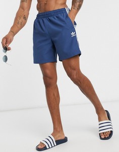 Темно-синие шорты для плавания с 3 полосами adidas Originals-Темно-синий