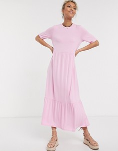 Розовое свободное платье-футболка миди ASOS DESIGN-Розовый