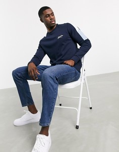 Темно-синий свитшот с логотипом и полосками на рукавах Jack & Jones Originals