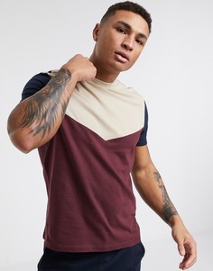 Бордовая футболка из органического хлопка с шевронообразной вставкой ASOS DESIGN-Красный