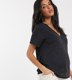 Черная свободная футболка из трикотажа с добавлением льна ASOS DESIGN Maternity-Черный