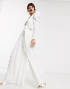 Комбинезон с широкими штанинами и открытой спиной ASOS EDITION-Белый