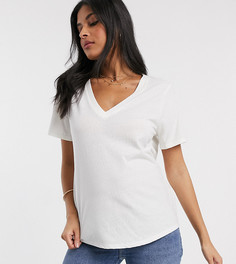 Белая свободная футболка с V-образным вырезом и добавлением льна ASOS DESIGN Maternity-Белый