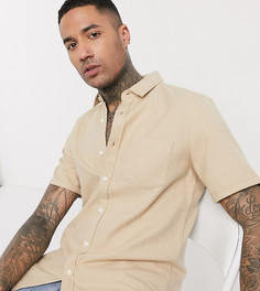 Светло-бежевая меланжевая рубашка классического кроя ASOS DESIGN Tall-Коричневый