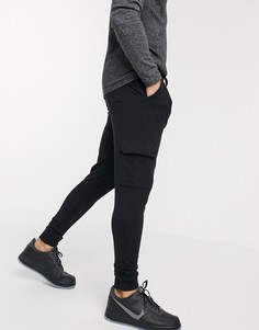Черные супероблегающие джоггеры карго ASOS DESIGN-Черный