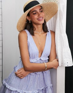 Ярусный сарафан мини в полоску с пуговицами ASOS DESIGN-Мульти