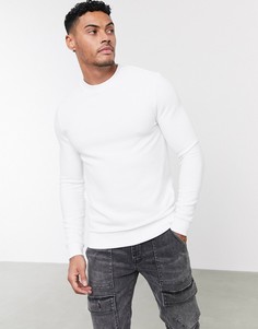 Белый обтягивающий свитшот в рубчик ASOS DESIGN