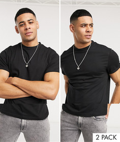 2 футболки из органического хлопка с отворотами на рукавах ASOS DESIGN - Набор со скидкой-Мульти