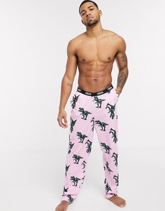 Розовые пижамные брюки с принтом динозавров ASOS DESIGN-Розовый