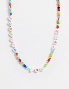 Ожерелье из бусин со словами "Forever Ever" ASOS DESIGN-Мульти