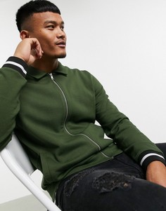 Темно-зеленая трикотажная куртка Харрингтон ASOS DESIGN-Зеленый