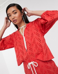 Блузка от комплекта с вышивкой ришелье и шнурком Native Youth-Красный