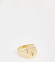 Золотистое кольцо с гравированной звездой эксклюзивно от DesignB London-Золотой