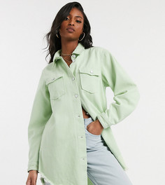 Светло-бирюзовая джинсовая рубашка в стиле oversized с необработанной нижней кромкой Missguided Tall-Зеленый
