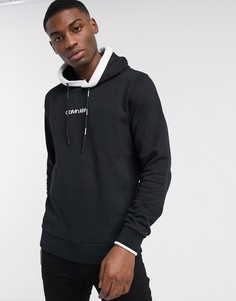 Худи черного цвета с маленьким логотипом на груди Calvin Klein-Черный