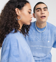 Синяя oversized-футболка с принтом COLLUSION Unisex-Синий