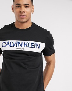 Черная футболка в полоску с логотипом Calvin Klein-Черный