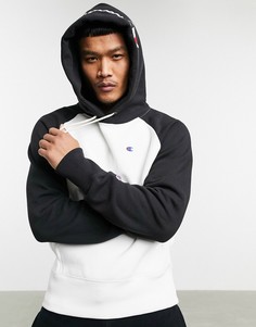 Черно-белый худи в стиле колор блок Champion