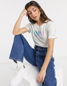 Футболка с разноцветным логотипом Tommy Jeans-Белый