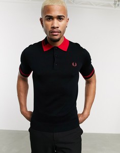 Черное поло с контрастным воротником Fred Perry-Черный