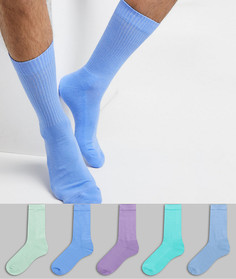 5 пар спортивных носков пастельной расцветки ASOS DESIGN-Мульти