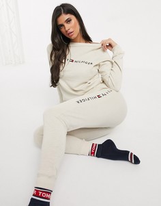 Бежевые джоггеры с манжетами и логотипом Tommy Hilfiger-Кремовый