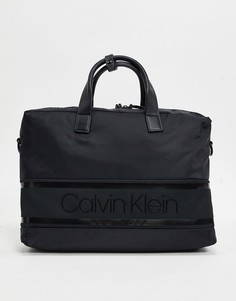 Черная сумка для ноутбука в полоску с логотипом Calvin Klein-Черный