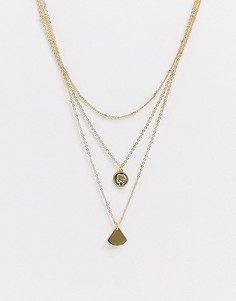 Золотистое ярусное ожерелье с подвеской DesignB London-Золотой