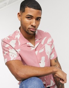 Розовая рубашка классического кроя с абстрактным принтом листьев ASOS DESIGN-Розовый