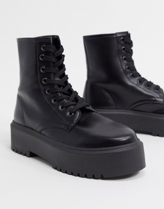 Черные ботинки со шнуровкой на массивной подошве ASOS DESIGN-Черный