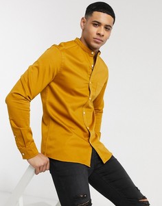 Джинсовая приталенная рубашка горчичного цвета ASOS DESIGN-Желтый