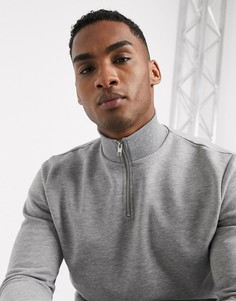 Серый меланжевый свитшот с молнией ASOS DESIGN