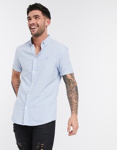 Оксфордская рубашка в полоску с короткими рукавами River Island-Синий