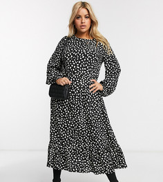 Свободное платье миди в горошек Missguided Plus-Черный