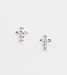 Серебряные серьги-гвоздики в виде крестов с кристаллами Kingsley Ryan-Серебряный