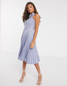 Лавандовое платье миди с плиссированной юбкой Closet London-Фиолетовый