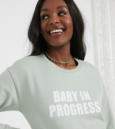 Свитшот с надписью "Baby in progress" ASOS DESIGN-Зеленый