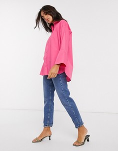 Розовая oversized-рубашка с длинными рукавами ASOS DESIGN-Розовый