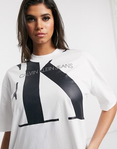 Белая oversized-футболка с логотипом Calvin Klein Jeans-Белый