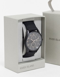 Черные мужские часы с силиконовым ремешком River Island-Черный