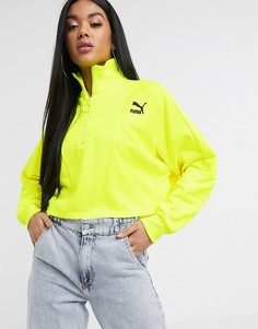 Лаймовый короткий свитшот Puma TFS-Зеленый