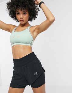 Черный бюстгальтер Puma Running First Mile 4 Keeps-Зеленый