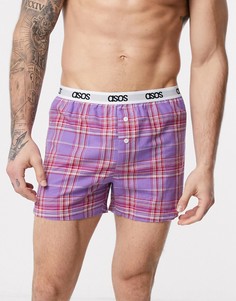 Фиолетовые тканые боксеры в клетку ASOS DESIGN-Мульти
