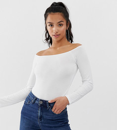 Белый лонгслив с открытыми плечами ASOS DESIGN Petite